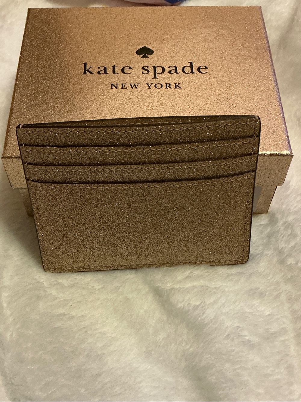 kate spade Glitter Card Holder - Gold Sparkle Box Included - Picture 3 of 6